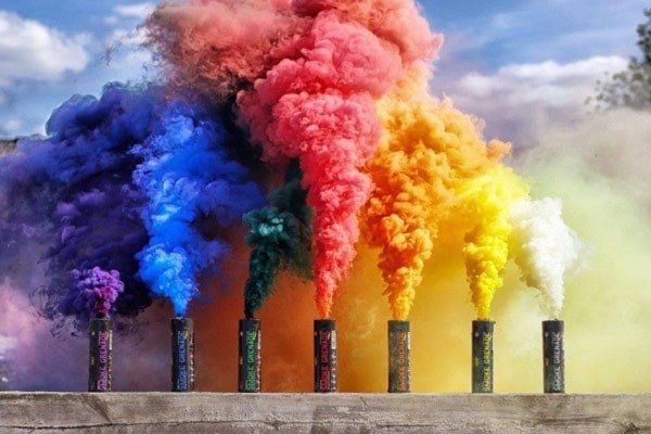 smoke flare in the sky